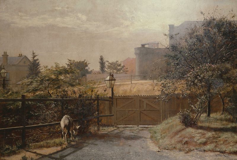 Melbourne gaol in sunlight, oil on canvas by Frederick McCubbin
