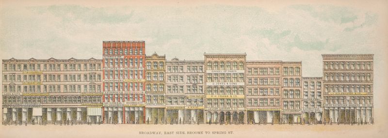 Paisaje urbano de Mail & Express, 1899, que muestra una escena tranquila en la calle.