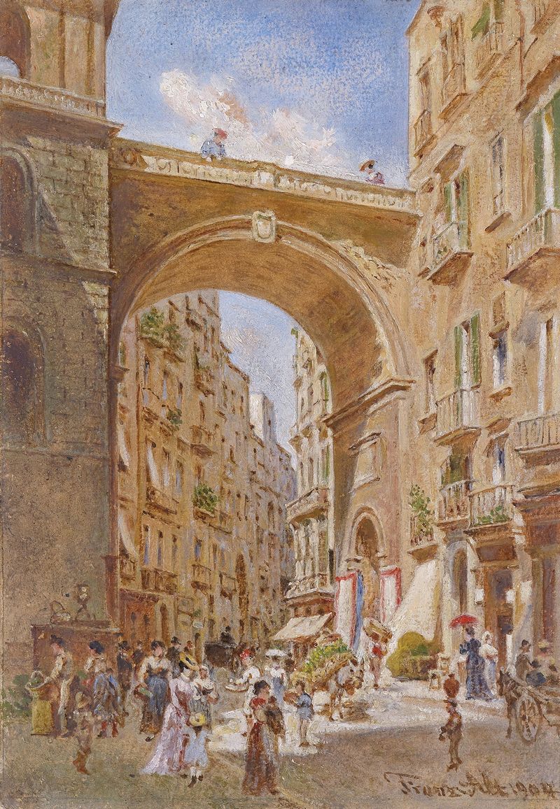 Neapel Chiaia-Brücke by Franz Alt, impressionist landscape painting