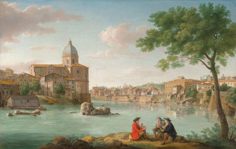 Oil painting of The Church Of San Giovanni Dei Fiorentini by Hendrick Frans van Lint