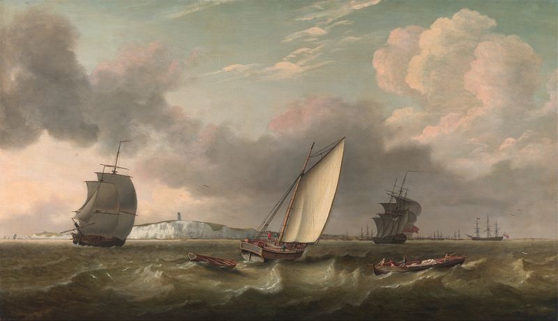 Packet Boat Under Sail in a Breeze off the South Foreland by Thomas Luny, oil painting