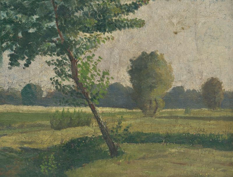 Landscape in muted colors by Ján Thain, oil on canvas