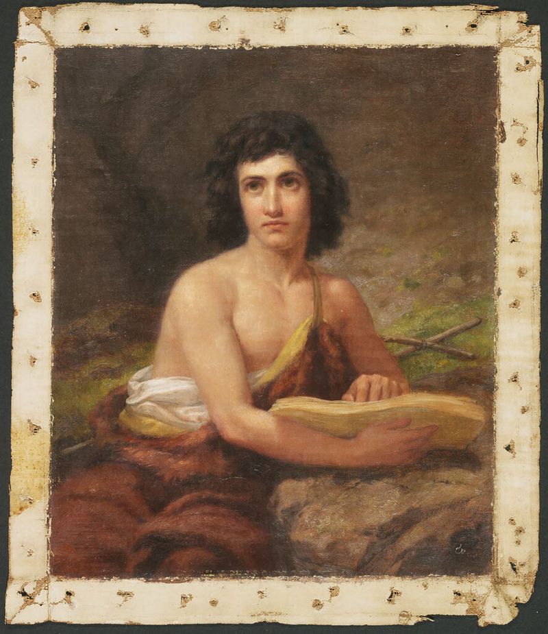 Saint John the Baptist by Johannes Adam Simon Oertel, oil on canvas depicting a figure in contemplation.