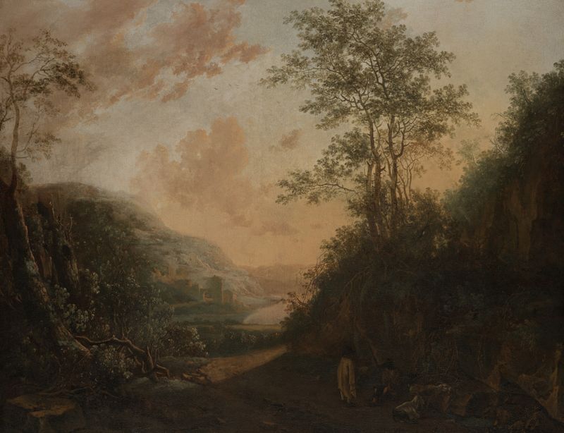 Landscape de Jan Both, óleo sobre tela com tons terrosos e folhagem vibrante.