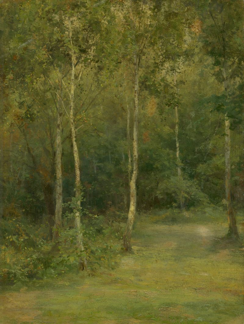 Paisagem arborizada com bétulas de Ľudovít Čordák, pintura a óleo