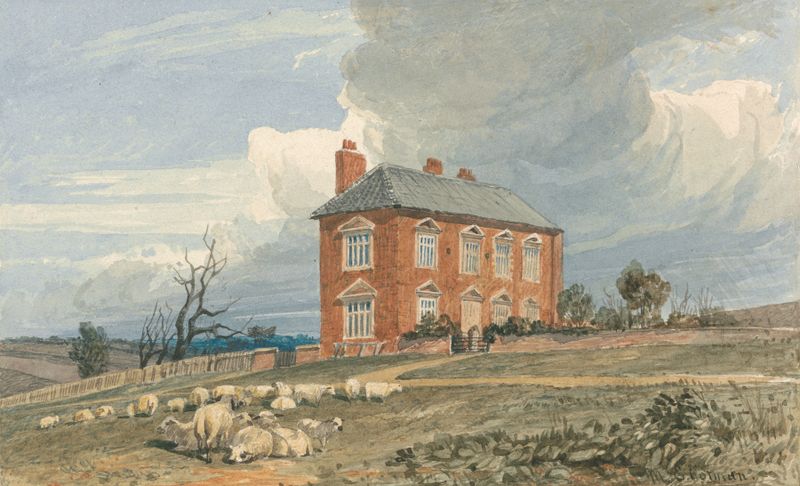 Irmingland Hall, Norfolk, watercolor on paper by Miles Edmund Cotman