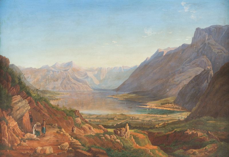 Lake scenery in Northern Italy by Anton Hansch, medium unknown