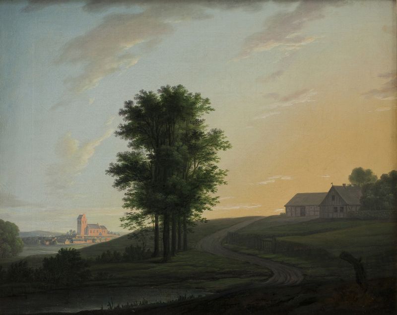 Evening Landscape near Gentofte, oil on canvas by Erik Pauelsen
