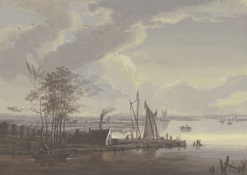 River scenery in summer, oil on canvas by Johann Friedrich Morgenstern
