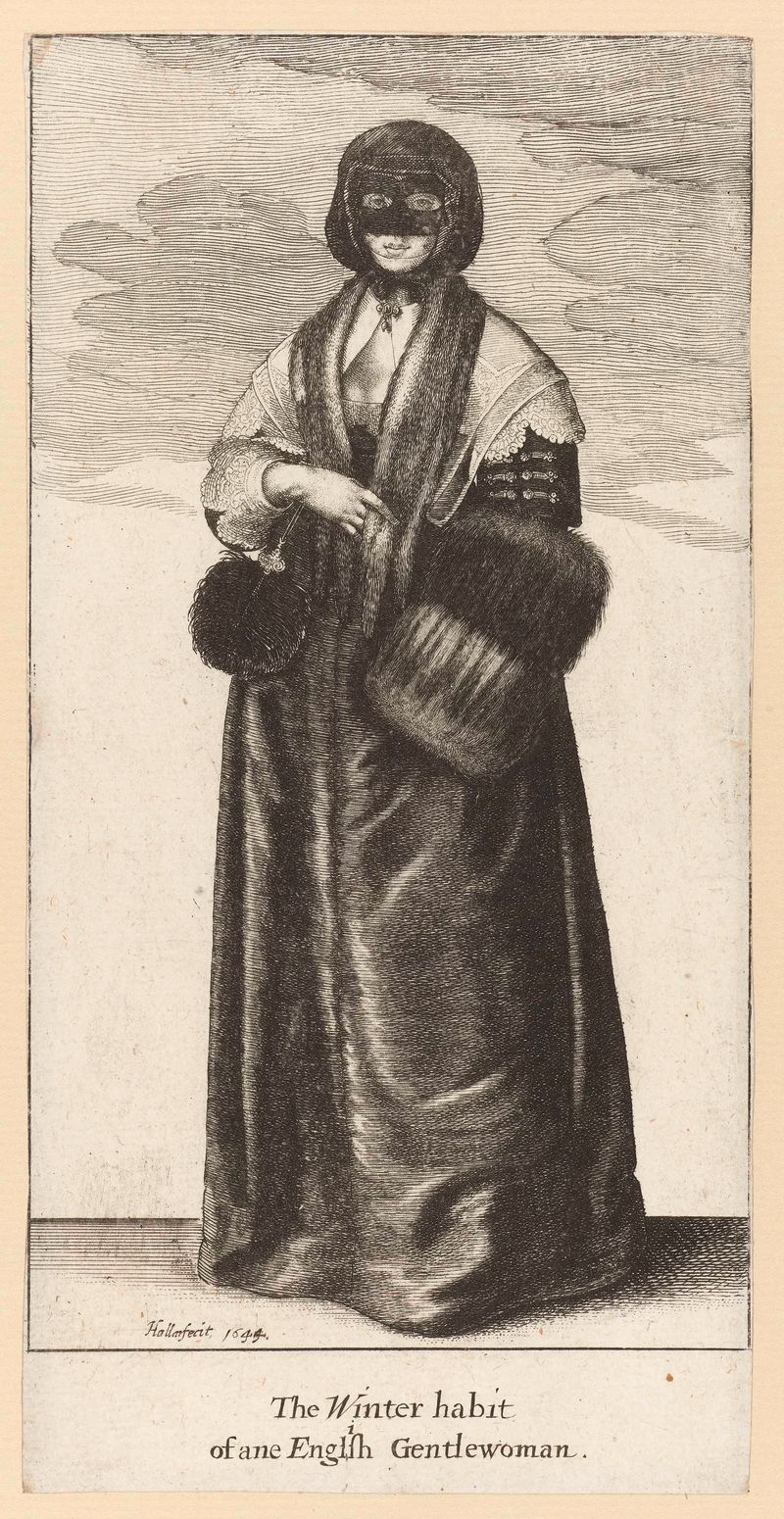 Retrato de uma jovem em traje de inverno, gravura de Wenceslaus Hollar