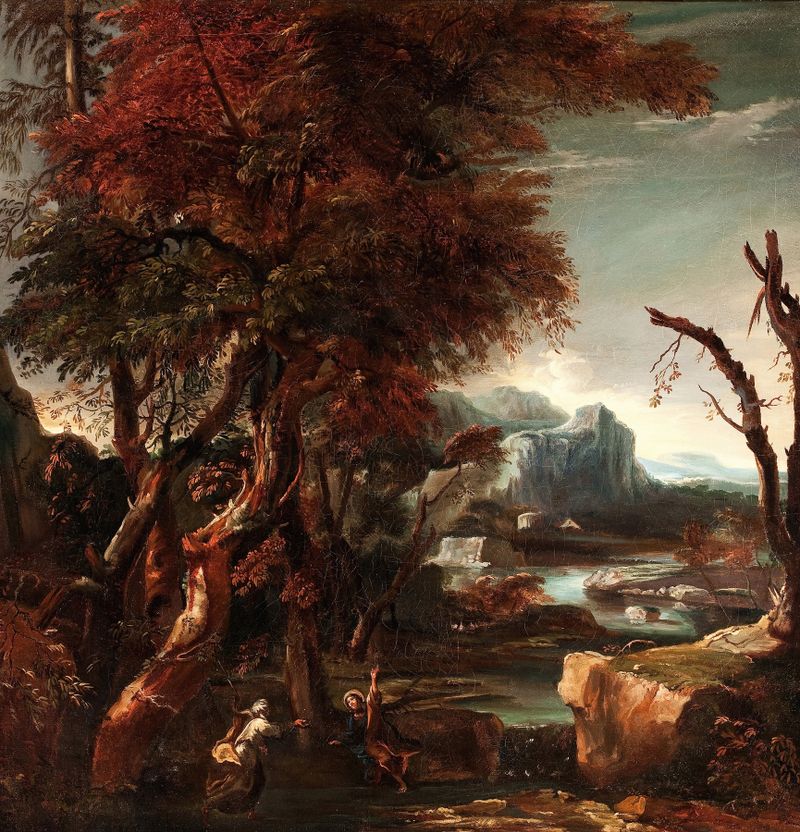 Landscape with Figures, óleo sobre lienzo de Follower of Salvator Rosa