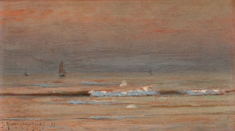 Barcos navegando al atardecer, óleo sobre lienzo de Georges Ricard-Cordingley