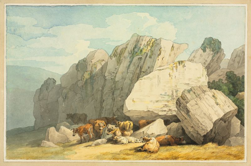 Landscape depicting Leigh Tor Rocks at Poundsgate, oil painting by John White Abbott
