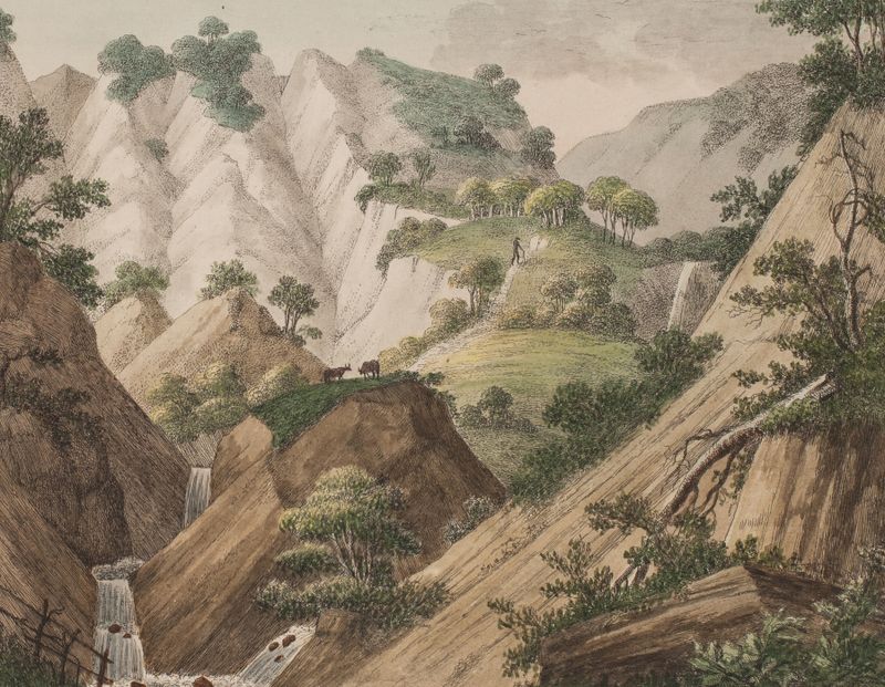 Paisagem com falésias de giz e céu de Søren L. Lange, pintura a óleo