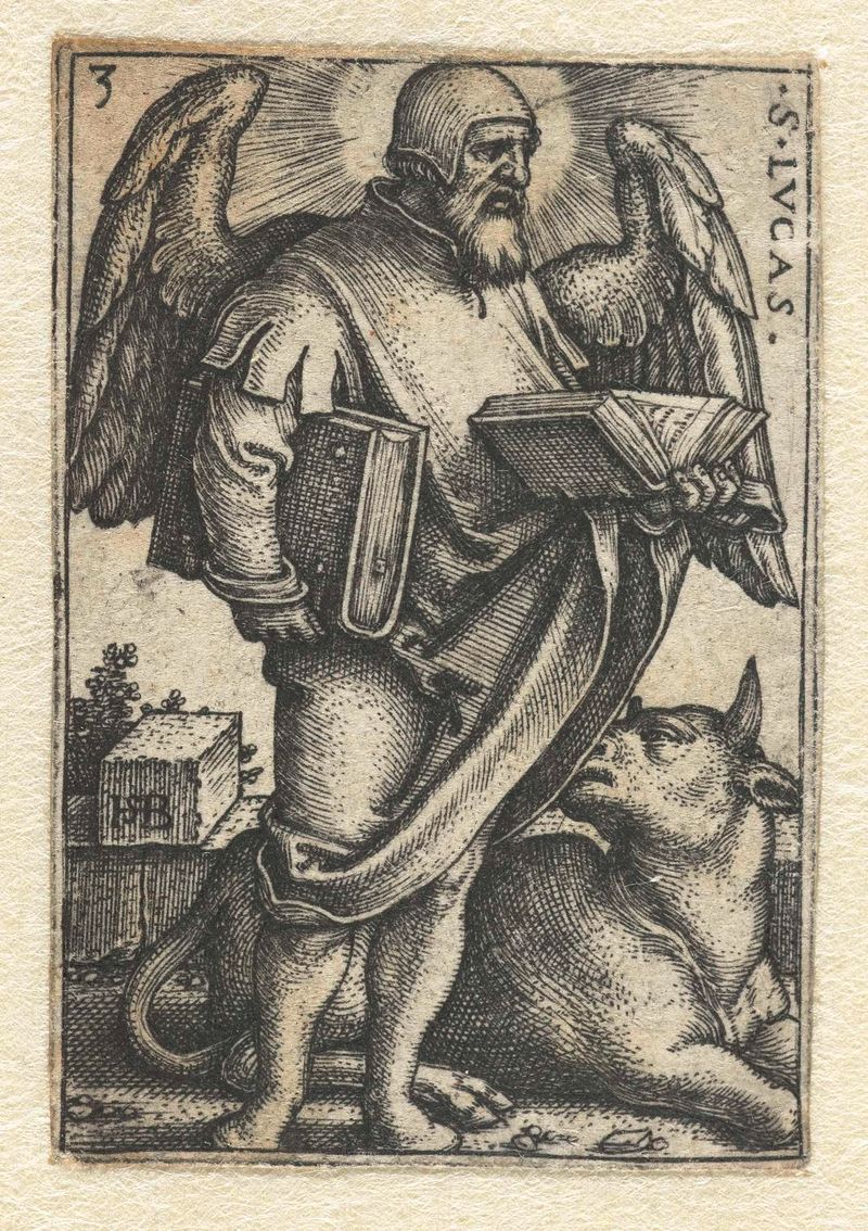 Gravura de São Lucas em vestes por Hans Sebald Beham