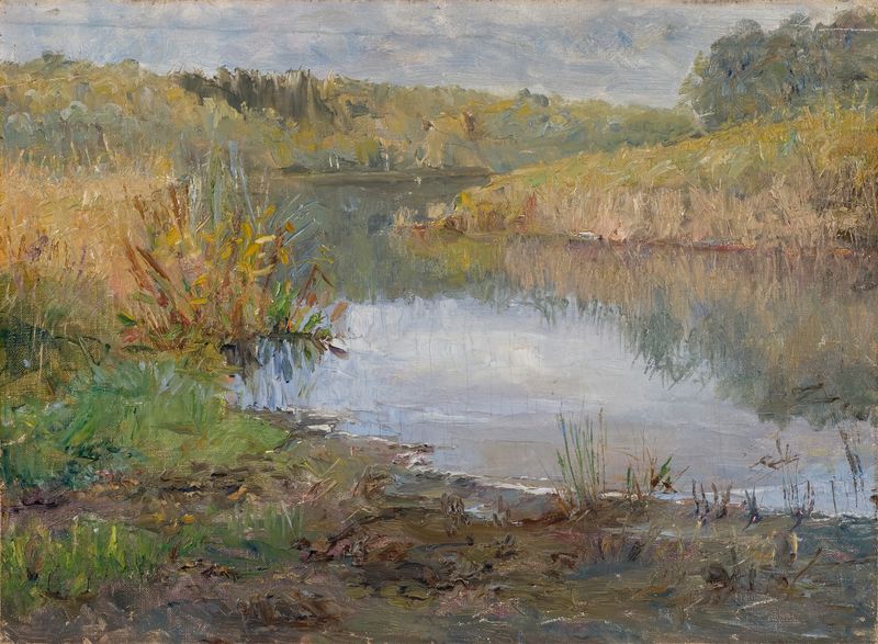 A River in France. Study de Ida von Schulzenheim, impresionismo, representando una escena de río tranquila