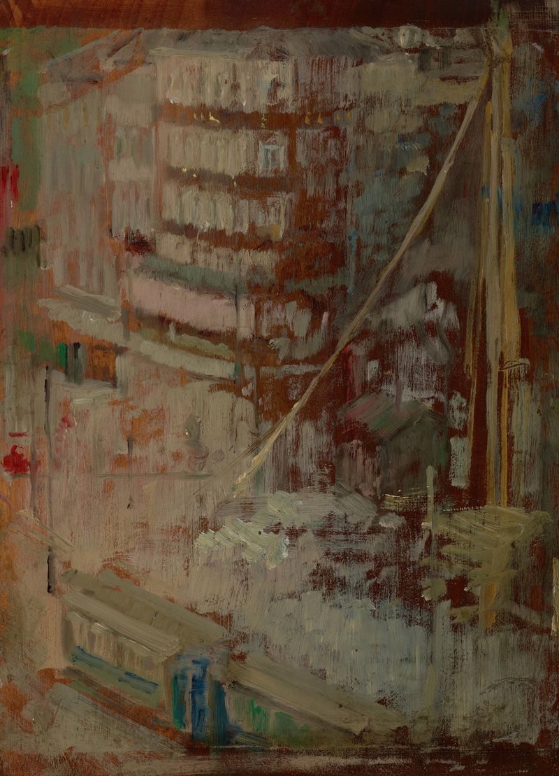 Interior oil painting by Olga Boznanska featuring a solitary figure in soft light