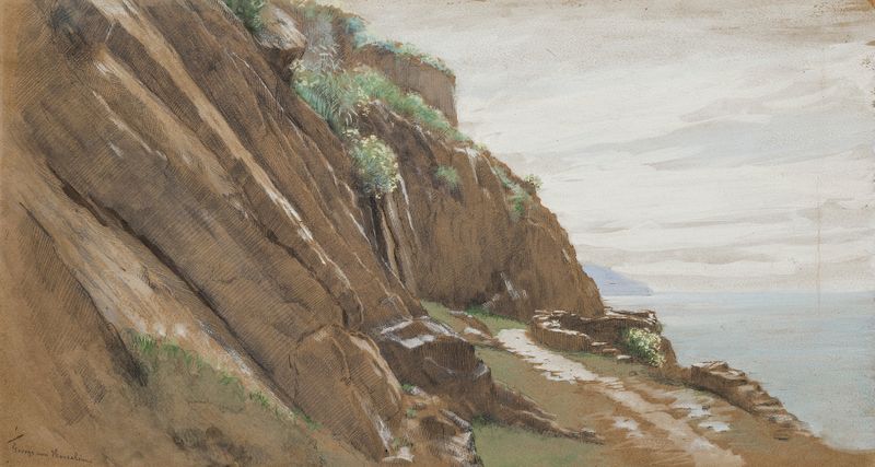 Paisagem de Berghang bei Monterosso al Mare de George von Hoesslin, pintura a óleo
