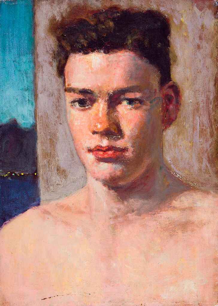 Retrato de un joven frente a una ventana, óleo de Denman Waldo Ross