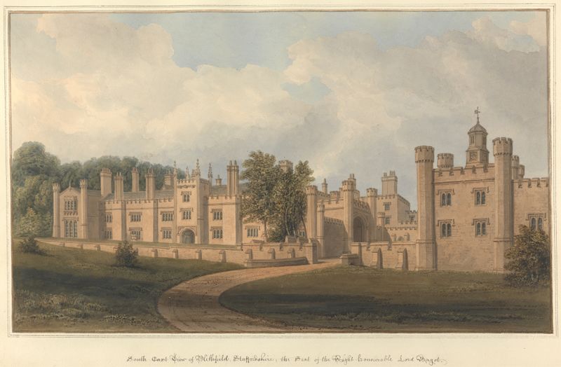 Gravura de South East View of Blithfield, Staffordshire por John Buckler