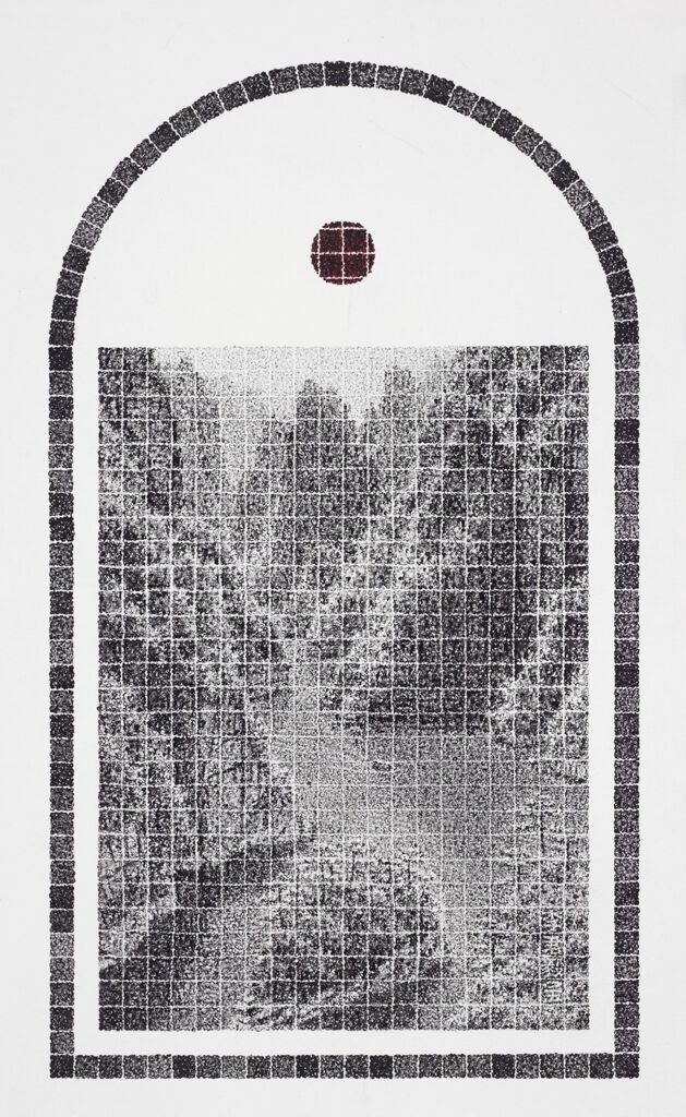 Paisagem representando rios e montanhas, tinta sobre papel de Lee Chun-Yi