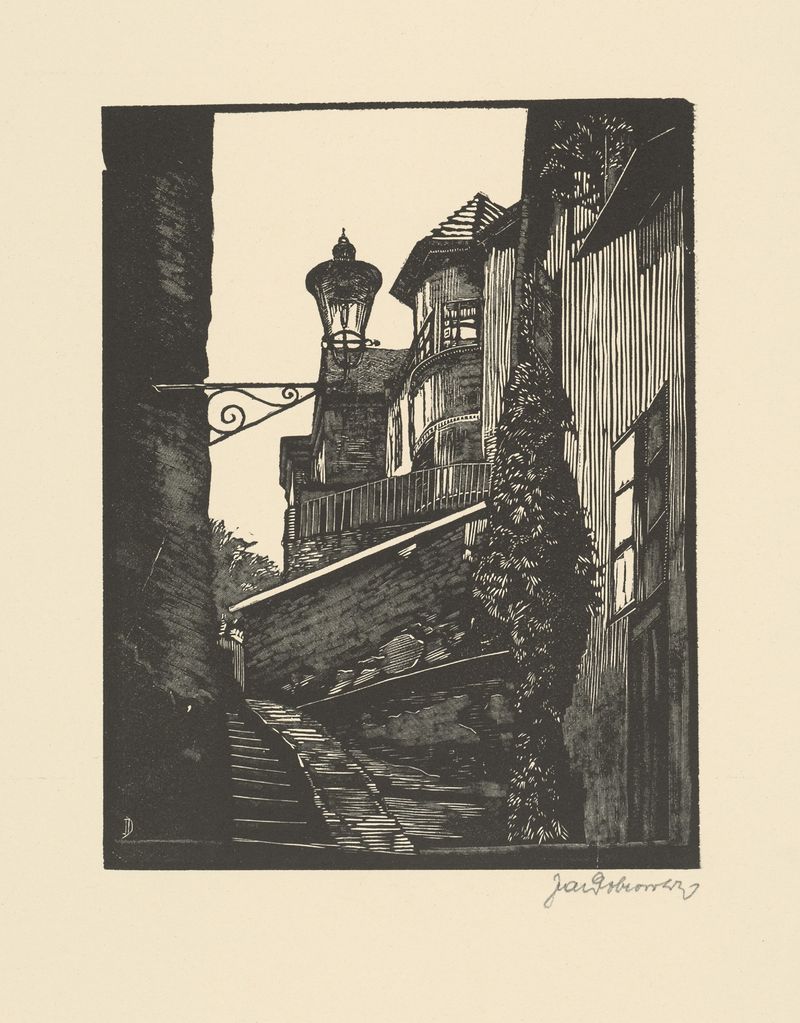 Landscape depicting a crumbling city wall by Jaroslav Dobrovolský