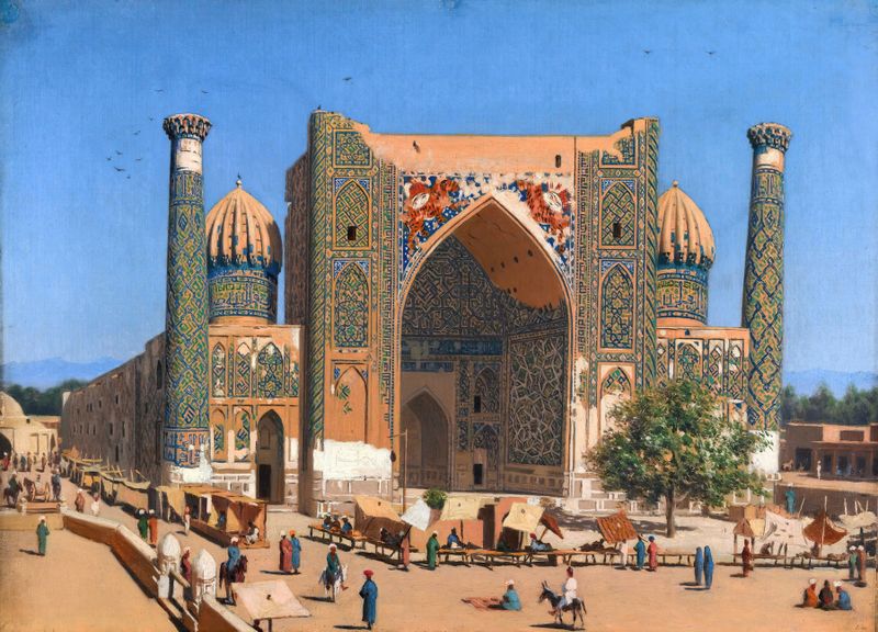 Medrasah Shir-Dhor at Registan, Islamic Art by Vasily Vereshchagin