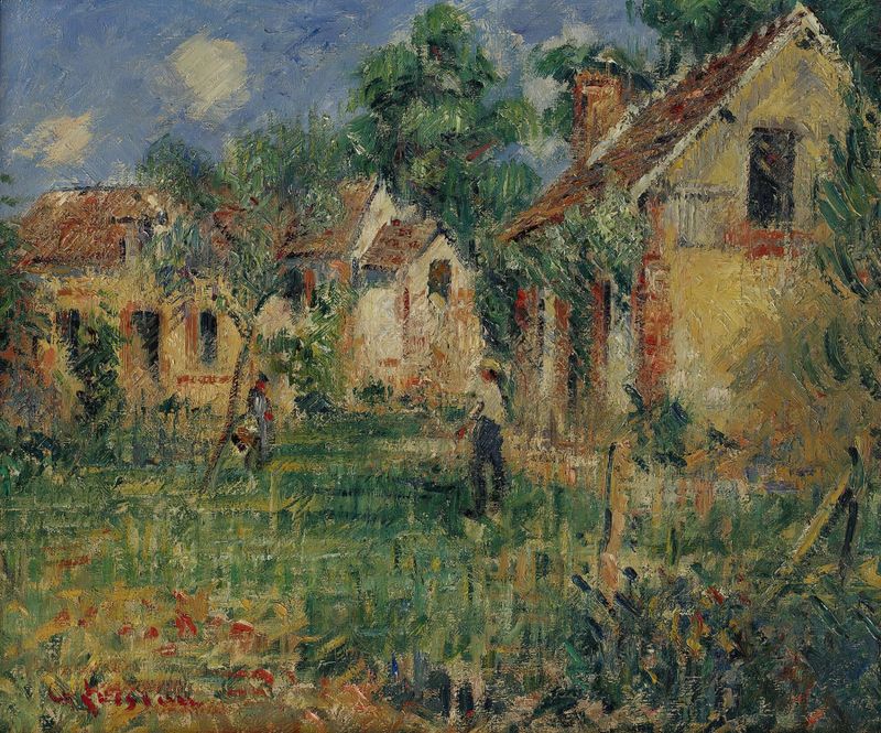 Petite Ferme Aux Environs De Caen de Gustave Loiseau, óleo sobre tela representando uma paisagem de fazenda serena