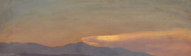 Estudio de nubes al atardecer de Frederic Edwin Church, óleo sobre lienzo que muestra un atardecer vívido y nubes.