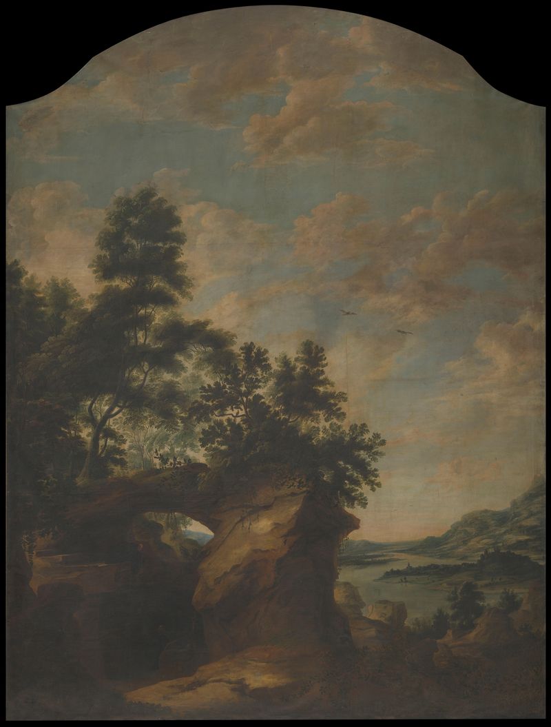 Landscape with Saint Benedict, oil on canvas by Lucas Achtschellinck