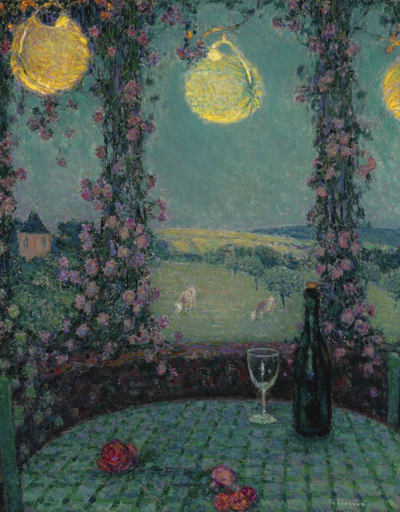 La Gloriette, oil on canvas by Henri Le Sidaner, depicting a tranquil garden with an archway.