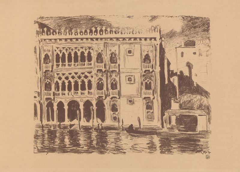 Ca’ d’Oro Palace in Venice by Stanisław Kamocki, realism artwork