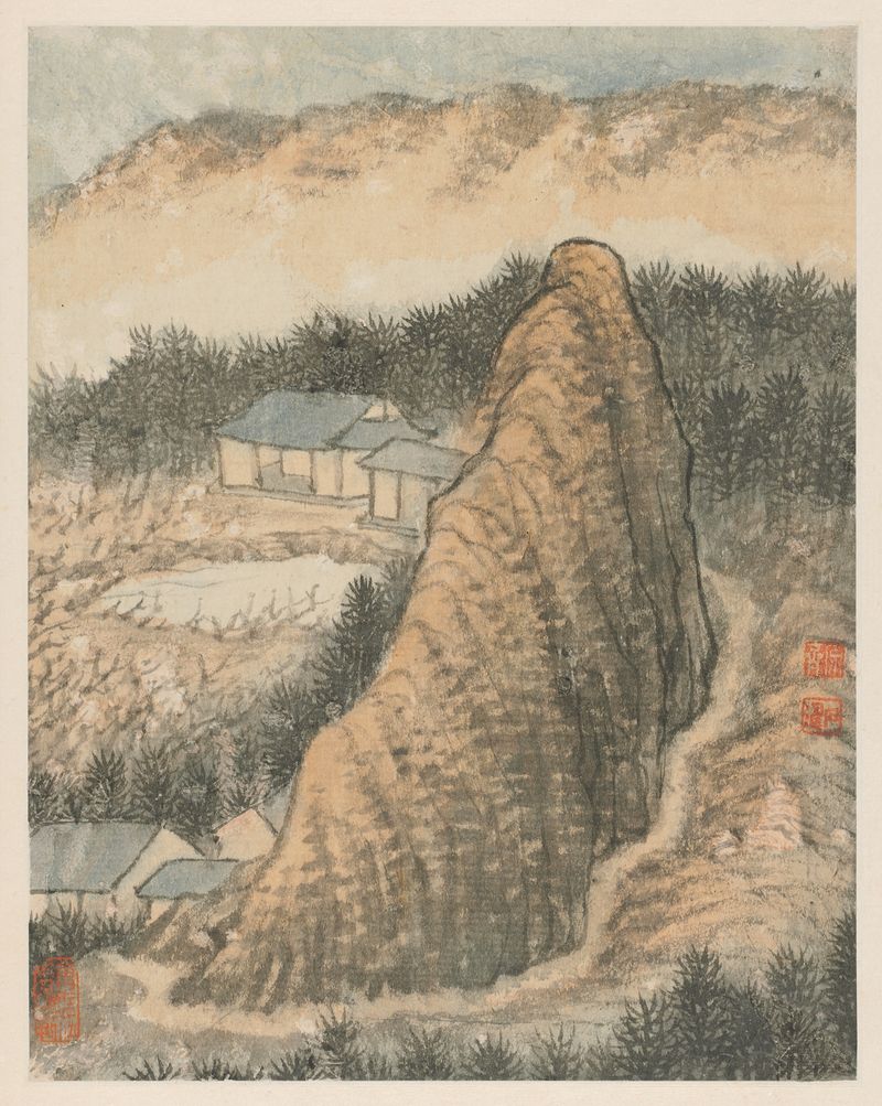 Ink painting by Shitao depicting the Qinhuai River landscape