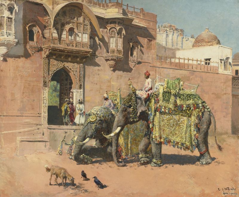 Mughal artwork depicting elephants by Edwin Lord Weeks