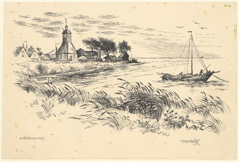Paisagem retratando uma antiga casa de vila cercada por vegetação, pintura a óleo de Maarten Oortwijn