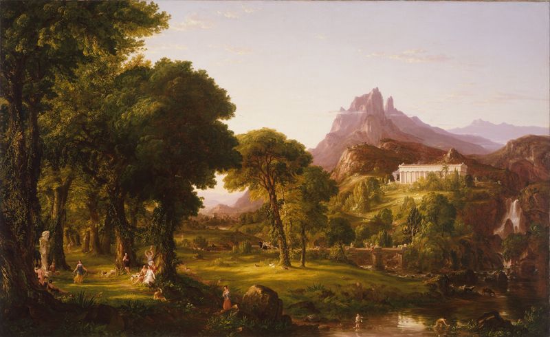 Paisaje que representa la tranquilidad, pintura al óleo de Thomas Cole