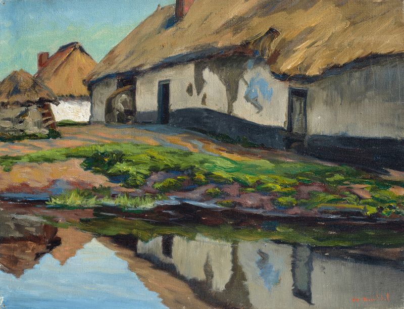 Paisagem com campos e nuvens de Charles-Emmanuel-Joseph Roussel