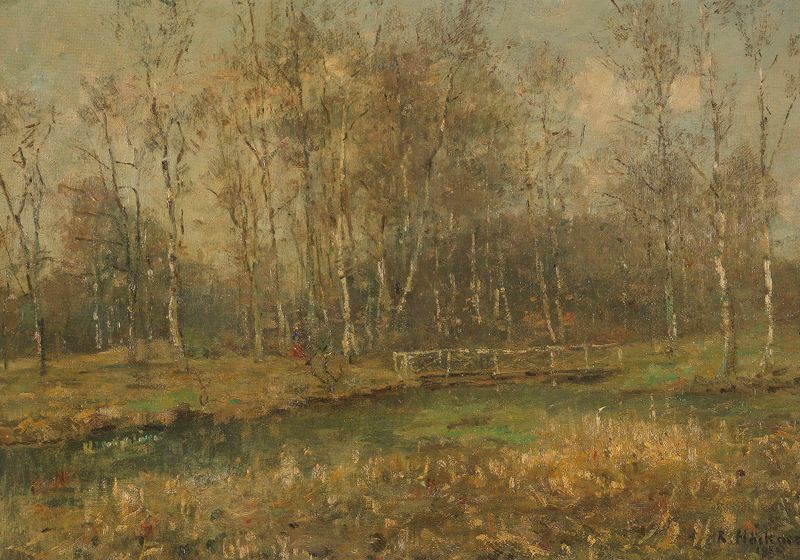 Vorfrühling im Park by Rudolf Höckner, impressionism, depicting a tranquil park scene with light filtering through trees.