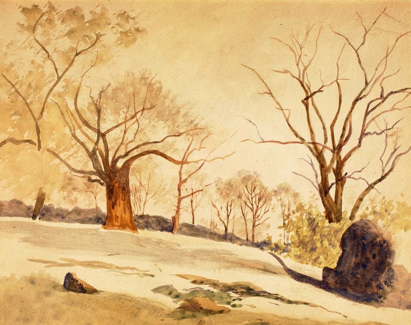 Autumn Landscape by Louis Michel Eilshemius, oil on canvas depicting colorful trees in fall.