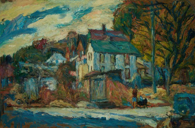 Autumn landscape with vivid colors, oil painting by Abraham Manievich