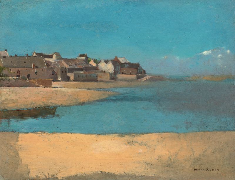 Village by the Sea in Brittany, oil painting by Odilon Redon