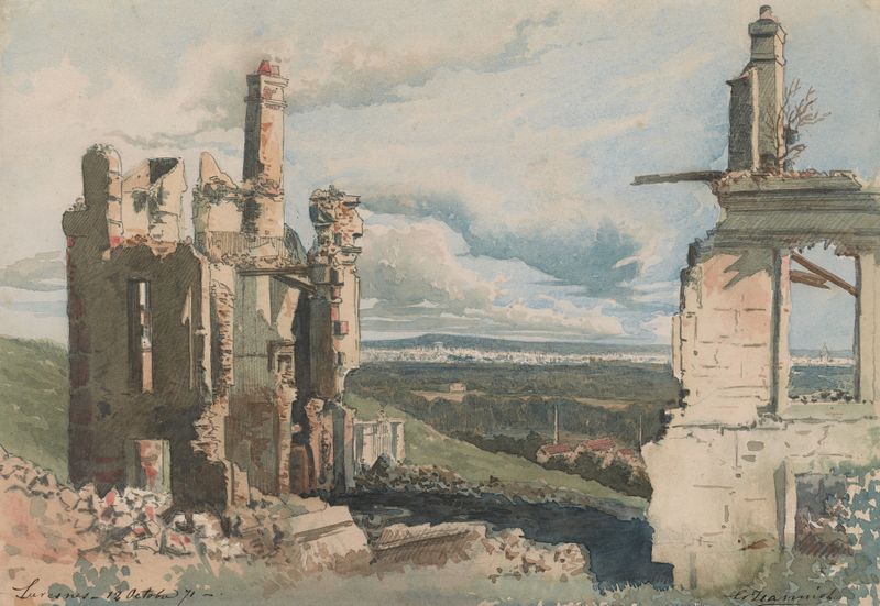 The Devastation of Suresnes, oil on canvas by Pierre Georges Jeanniot, depicting ruins and light.