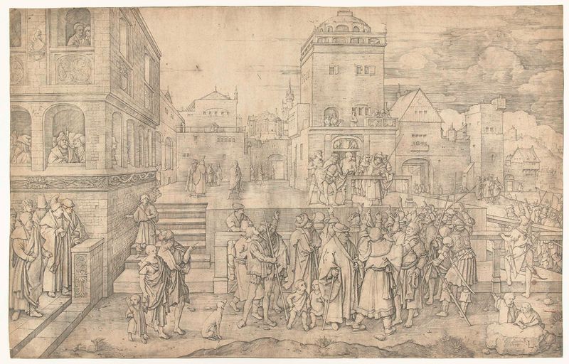 Grabado de Lucas van Leyden con una figura similar a Cristo y una intensa mirada