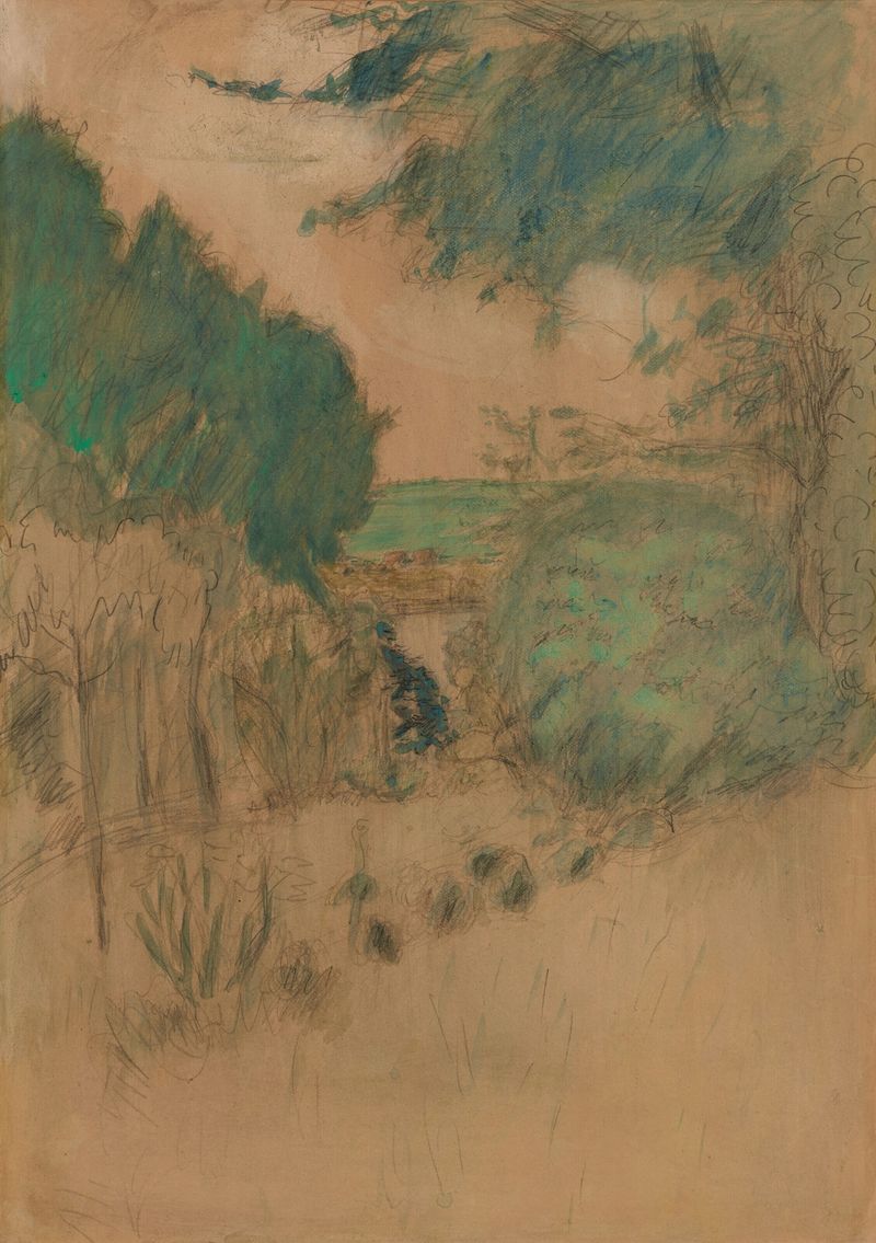 Vue de Vernon, oil painting by Pierre Bonnard, depicting a river and village under sunlight.