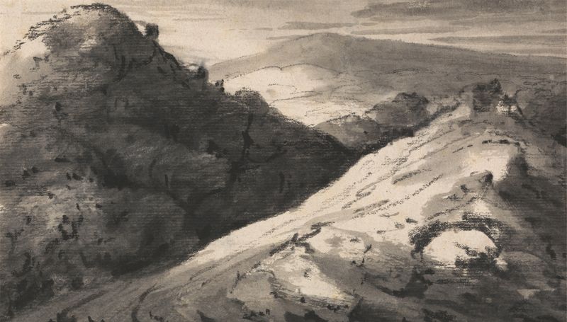 Landscape of soft hills under a tranquil sky by Dr. Thomas Monro, medium unknown.