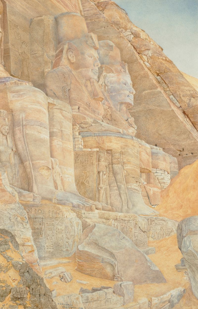 The Greater Temple of Ramesses II at Abu Simbel, oil on canvas by Henry Roderick Newman