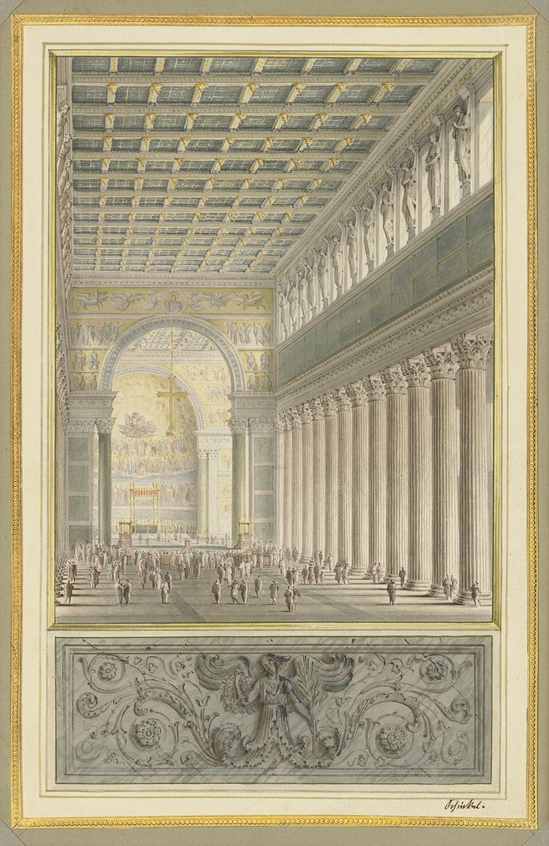 Neoclassical architecture by Karl Friedrich Schinkel, featuring arches and light.