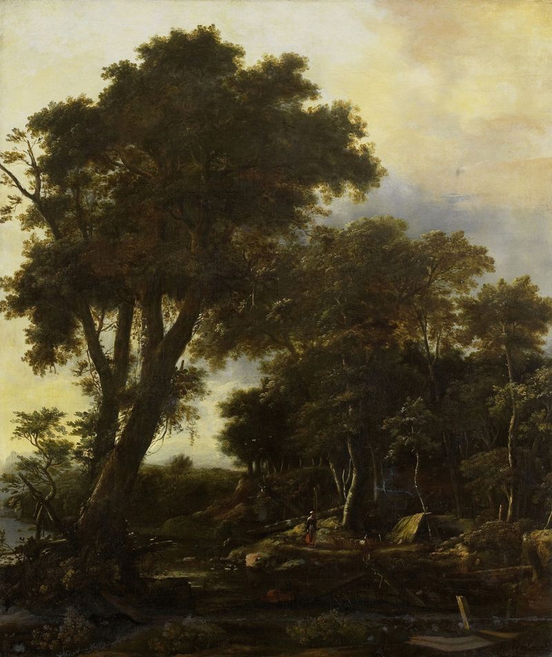 Paisaje forestal con cobertizo, óleo sobre lienzo de Roelant Roghman