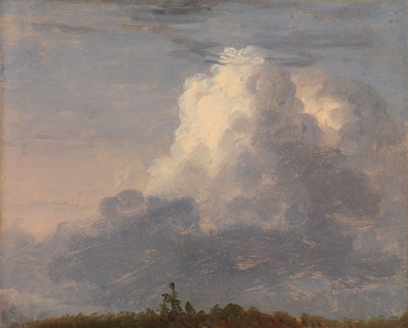 Nubes de Thomas Cole, óleo sobre lienzo que representa un cielo en espiral lleno de nubes dinámicas