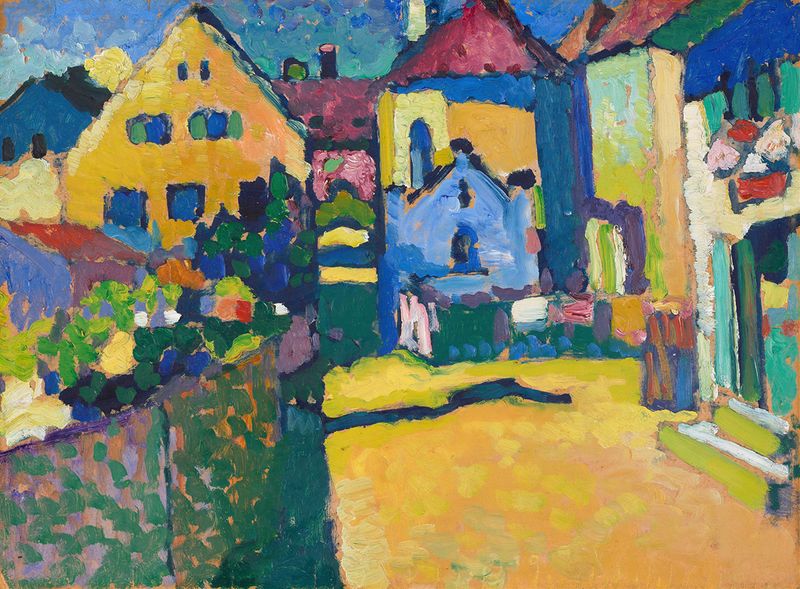 Green Lane in Murnau, oil on canvas by Wassily Kandinsky, featuring a lush landscape and winding path.